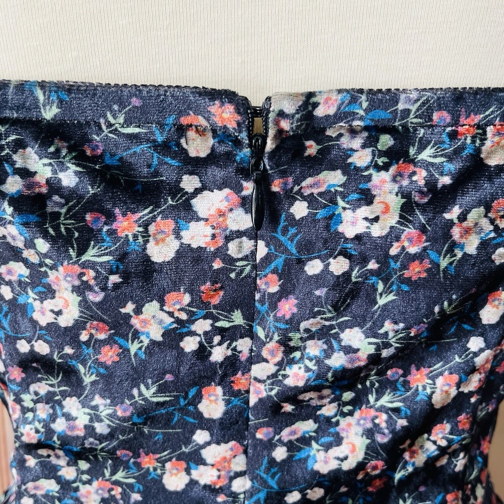 Sugar Lips Black Floral‎ Velvet Corset Peplum Top Whimsy Goth Size M - Picture 6 of 9